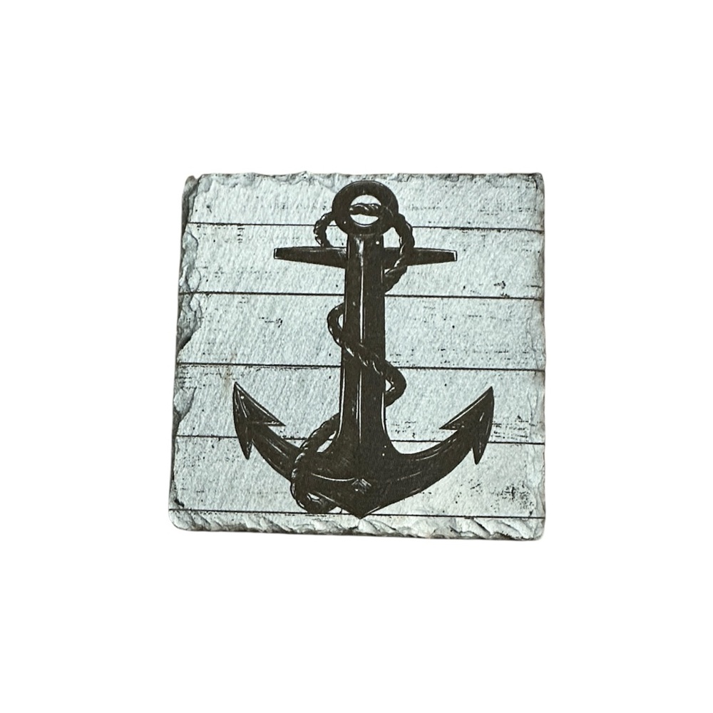 Navy Square Black & Grey Coaster